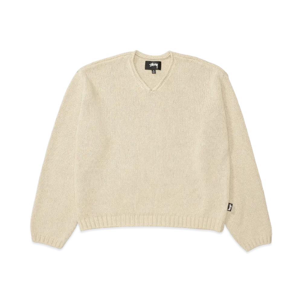 Stussy Roll V Neck Sweater "Oatmeal"