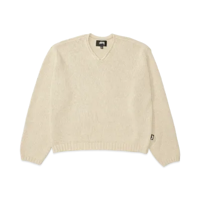 Stussy Roll V Neck Sweater "Oatmeal"