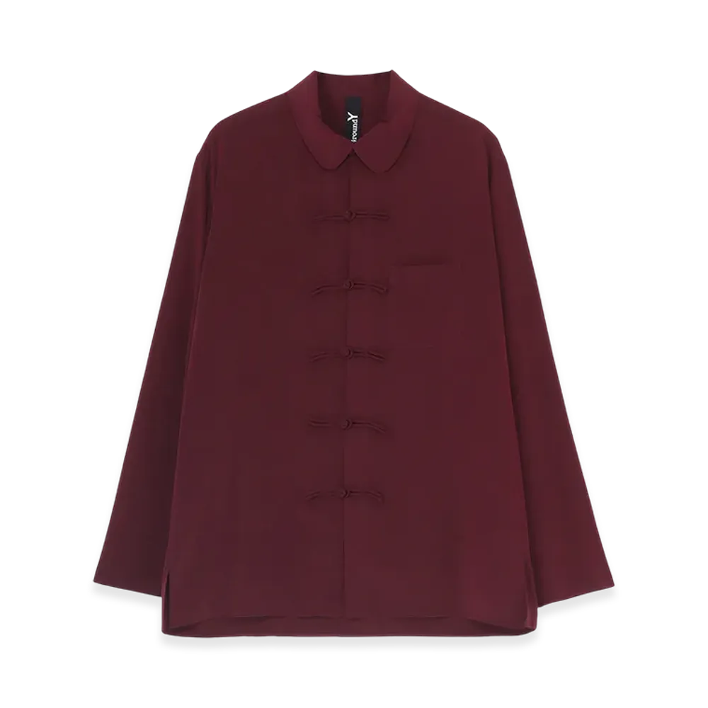 Ground Y Crepe De Chine Shaka Button Shirt "Bordeaux"