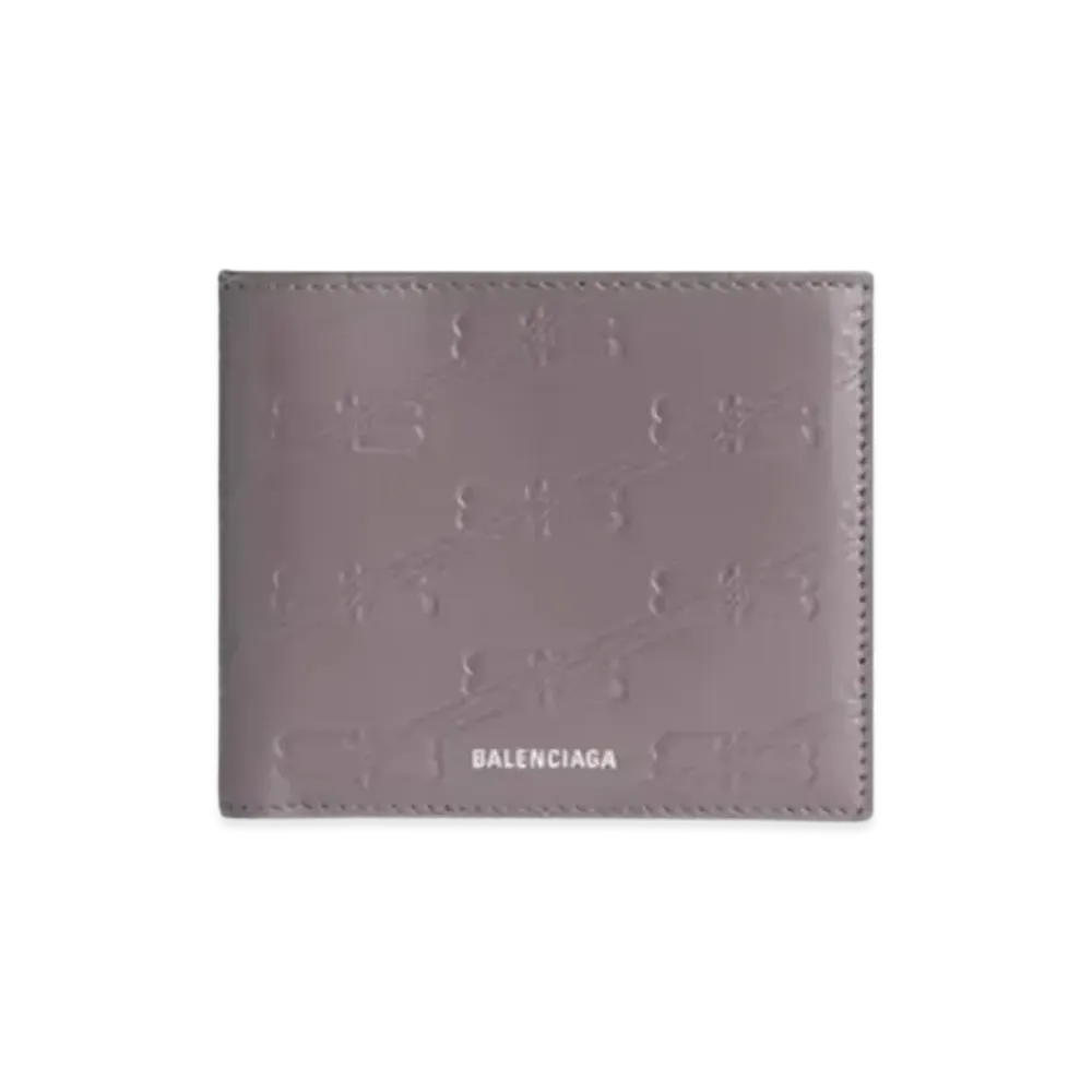 BALENCIAGA Embossed Monogram Square Fold Wallet Box "Gray"