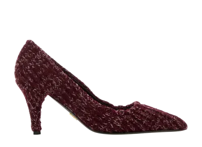 PRADA Women's Melange Bordeaux Fabric Pumps "Burgundy"