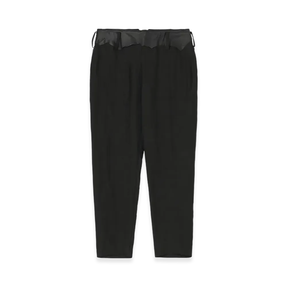 Yohji Yamamoto High Twisted Gabardine Leather Detail Pants "Black"