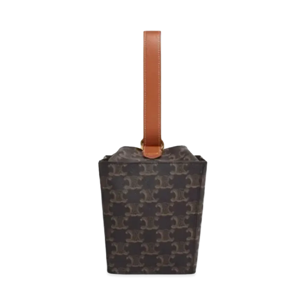 CELINE Strap Box in Triomphe Canvas and Calfskin "Tan"