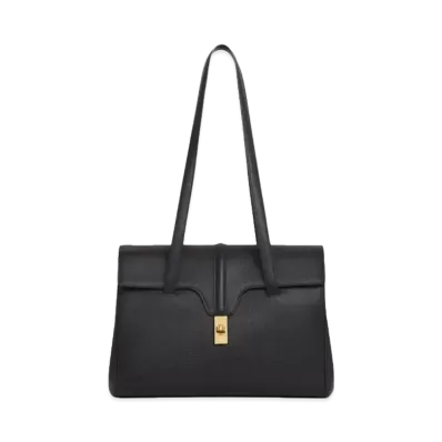 CELINE Medium Soft 16 Bag In Supple Grained Calfskin "Black"