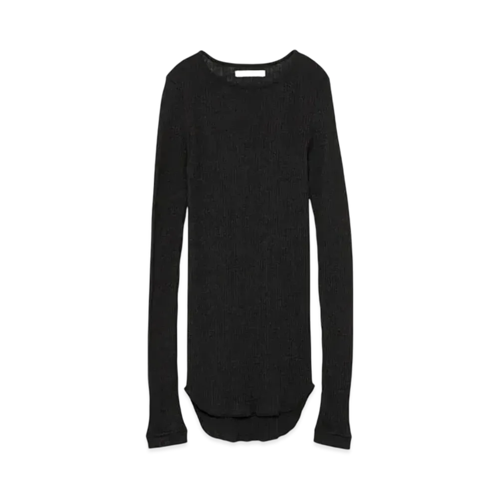 FUMIKA UCHIDA Wool/Silk Needle Drawing Crew-neck "Fade Black"
