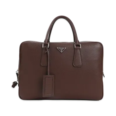 PRADA Grained Leather Tote Bag "Brown"