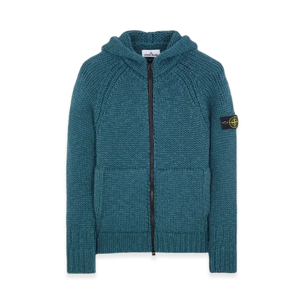 Stone Island 544D4 Handmade Feel Hooded Knit Cardigan - 23FW "Dark Teal Green"