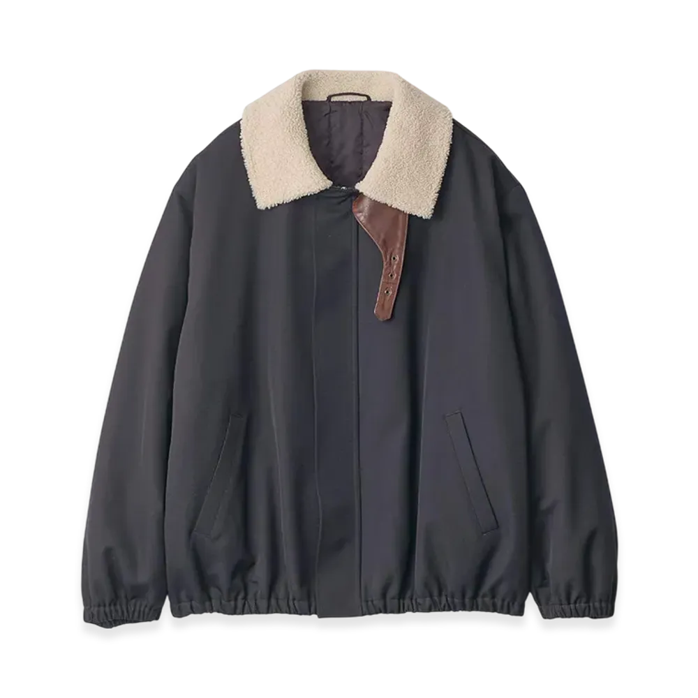ssstein Mouton Collar Padded Jacket "Dark Navy"