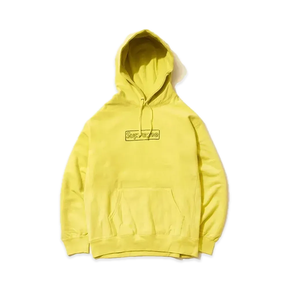 Supreme x KAWS Chalk Logo Hooded Sweatshirt "Light Lemon"(2021)