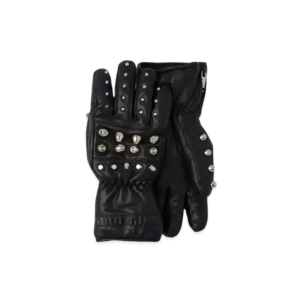 MIU MIU Study Nappa Leather Glove "Black"
