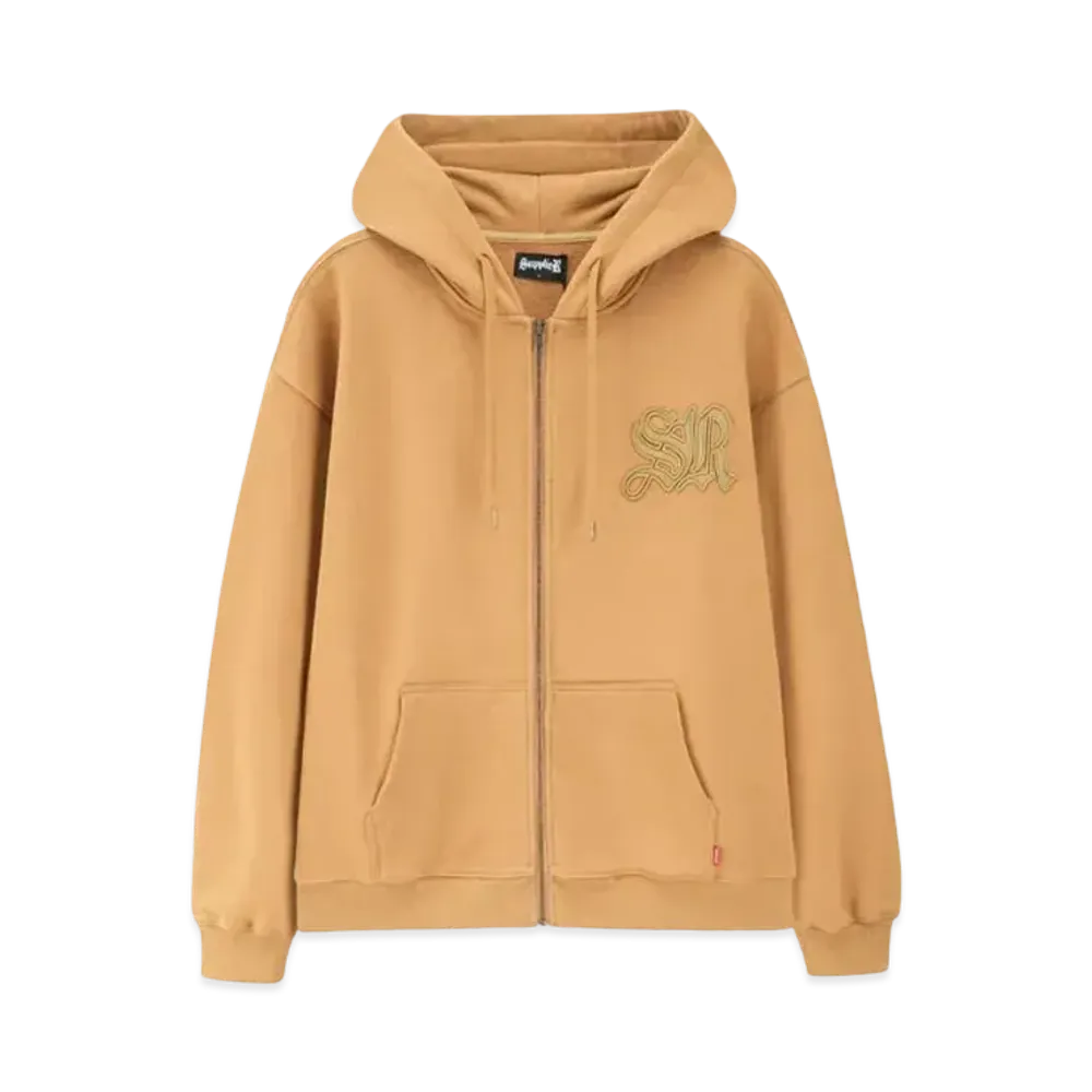 SUPPLIER Cross Leather Patch Zip Hoodie "Beige"