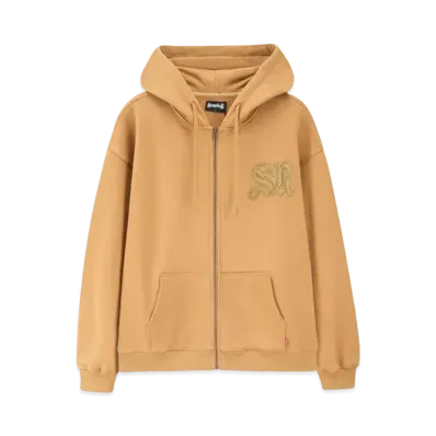 SUPPLIER Cross Leather Patch Zip Hoodie "Beige"