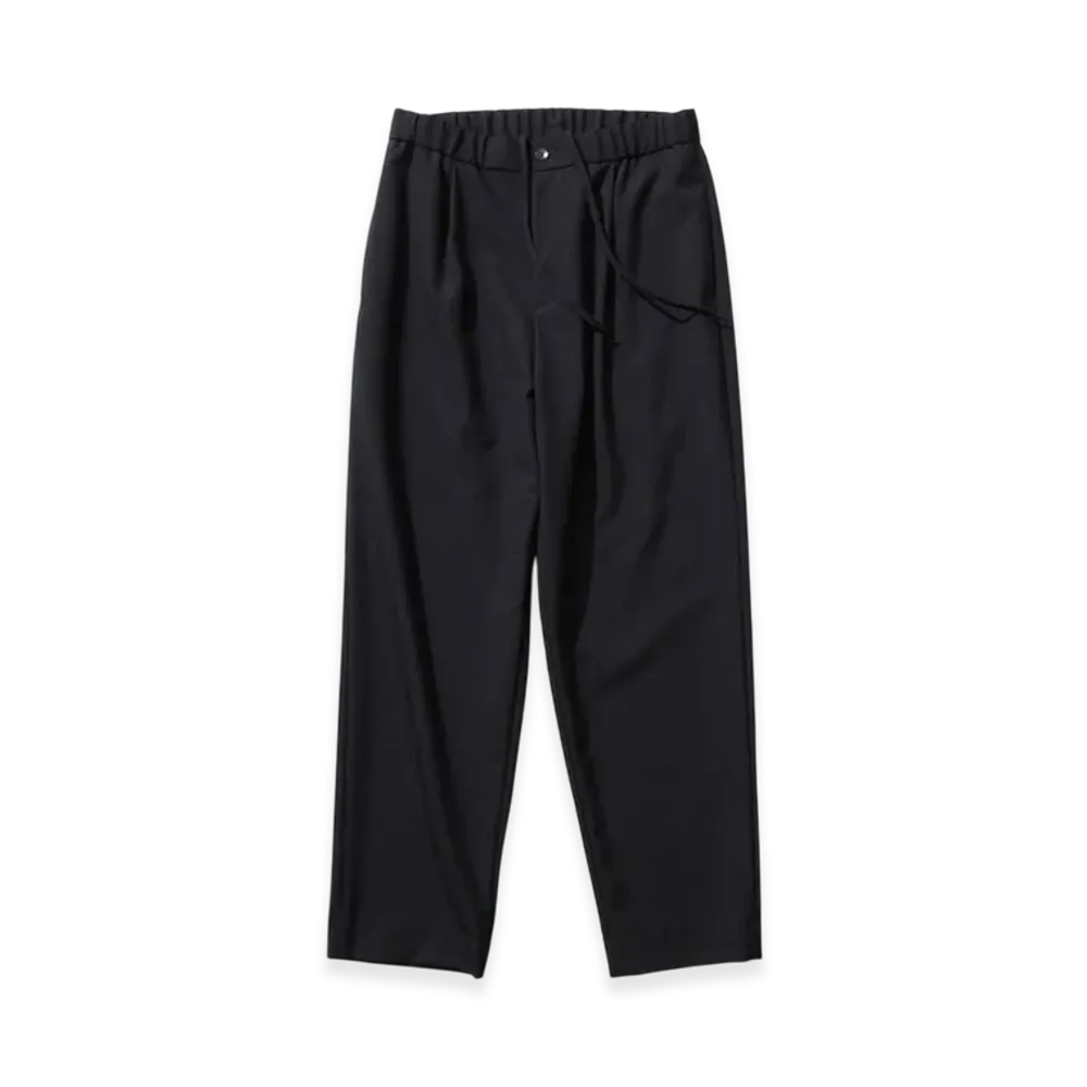 ATON Wool Tropical Tapered Easy Pants "Black"