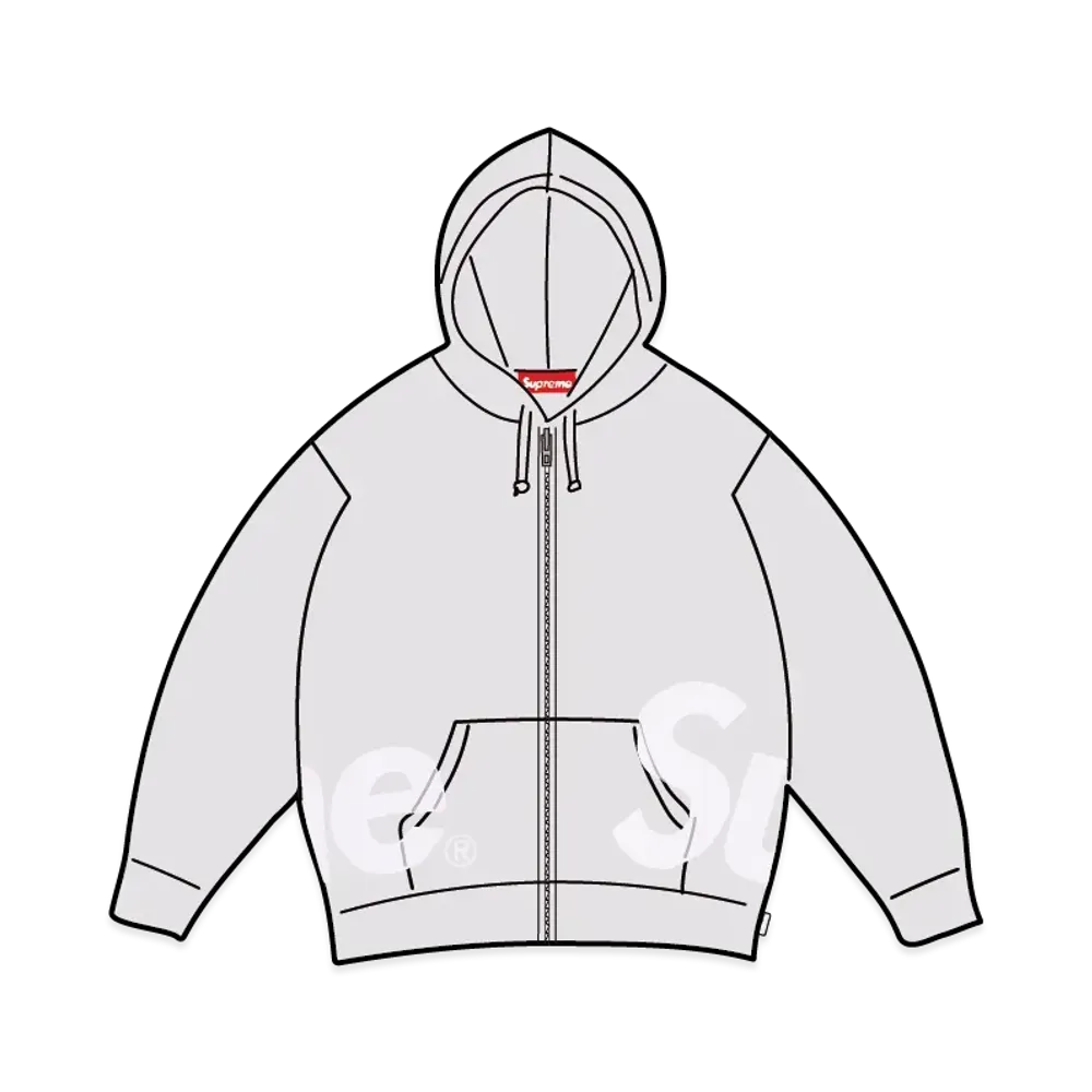 Supreme Big Logo Zip Up Hooded Sweatshirt "Ash Grey"