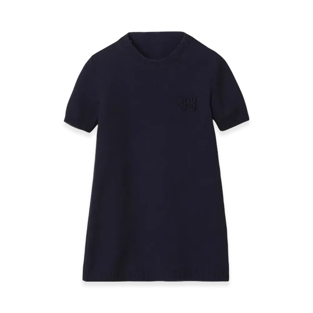MIU MIU Women's Wool and Nylon Mini Dress "Navy"