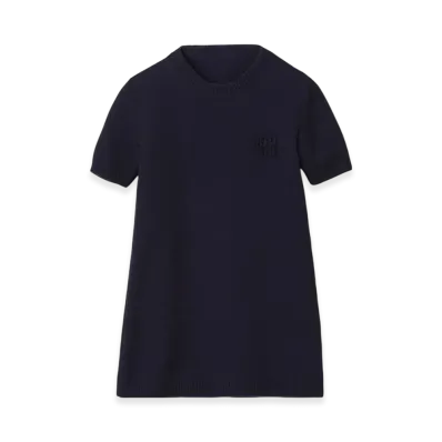 MIU MIU Women's Wool and Nylon Mini Dress "Navy"