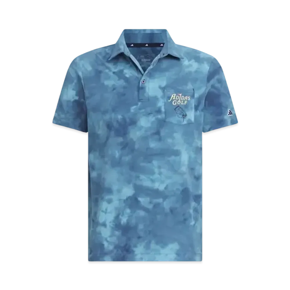 adidas Play Green Tie-Dye Print Stretch-Dry Polo "Semi Blue Burst/Collegiate Navy"