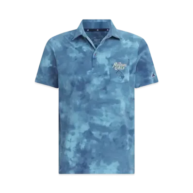 adidas Play Green Tie-Dye Print Stretch-Dry Polo "Semi Blue Burst/Collegiate Navy"