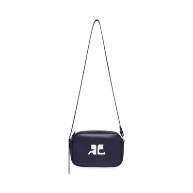 Courreges Reedition Leather Camera Bag "Navy"