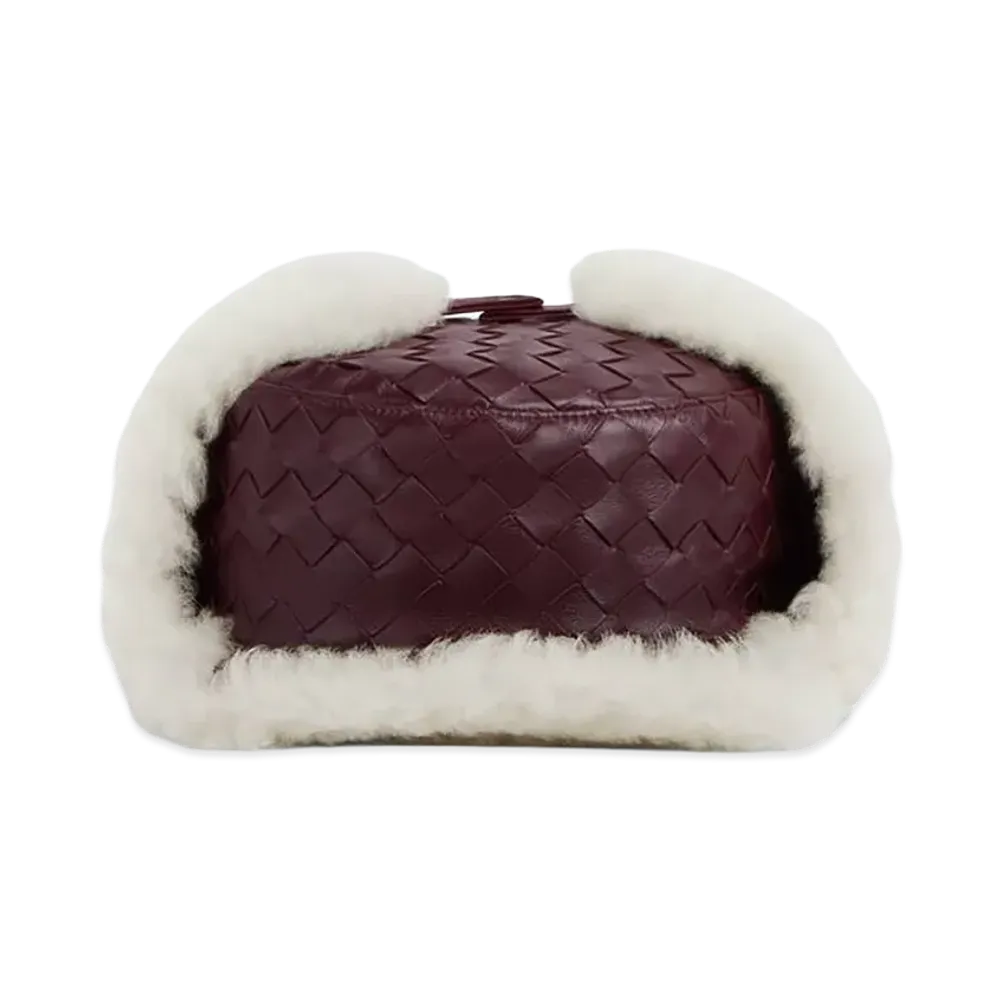Bottega Veneta Intrecciato Leather Pilot Hat "Jam/Popcorn"