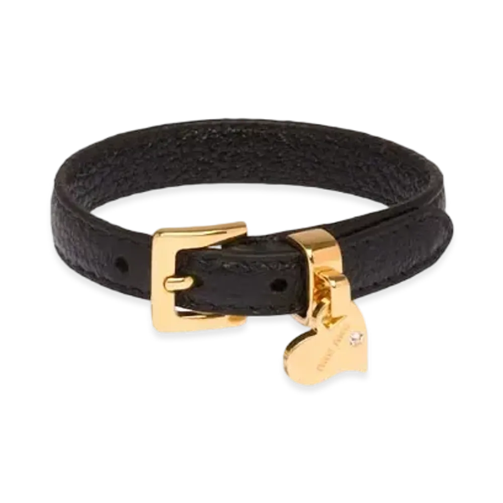 MIU MIU Madras Leather Bracelet "Black"