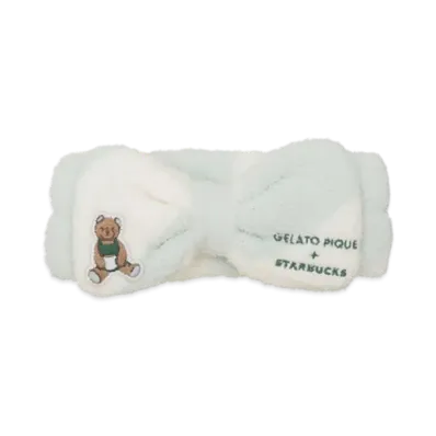 STARBUCKS x GELATO PIQUE Powder Bear Embroidery Border Hairband "Mint Green"