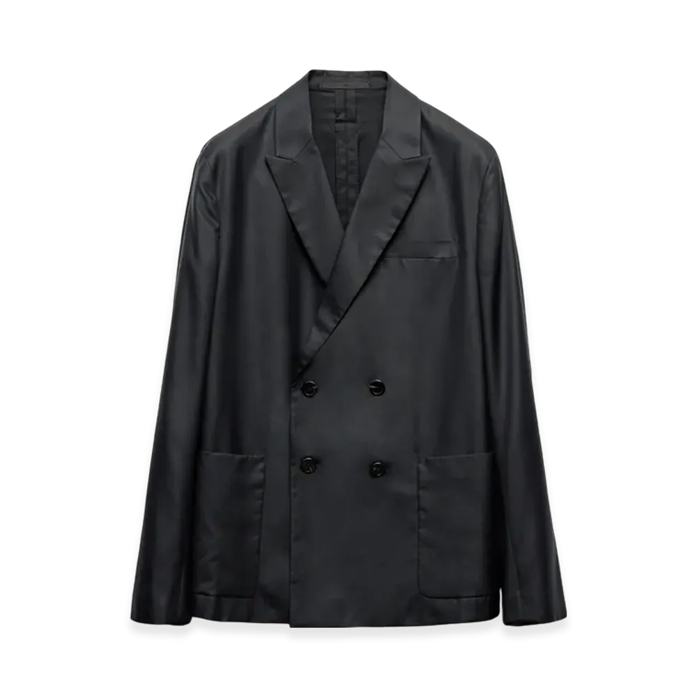 PRADA Double-Breasted Silk Jacket "Black"