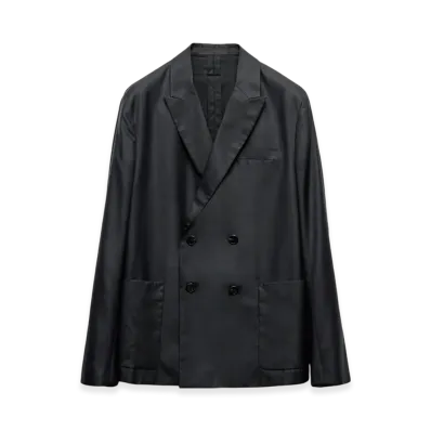 PRADA Double-Breasted Silk Jacket "Black"