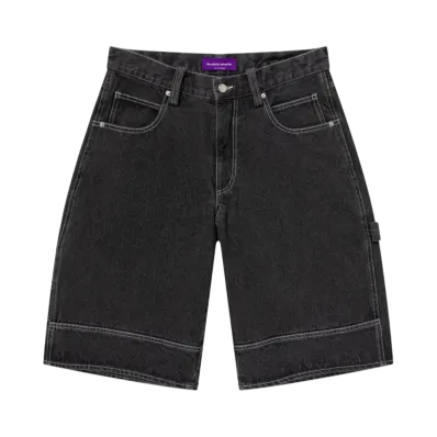 BlackEyePatch Statement Embroidered Baggy Denim Shorts "Black"
