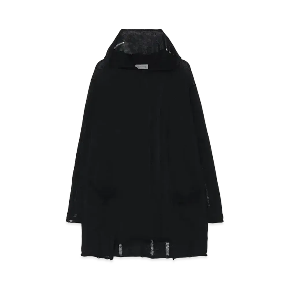 Yohji Yamamoto 7G5P Plating Skip Stitch Ptn Broad Stich Hoodie Long Sleeve "Black"