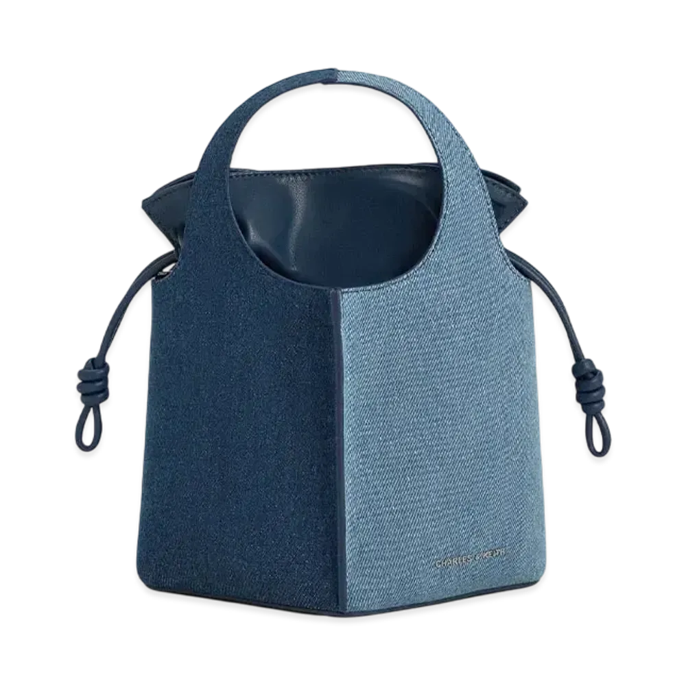 CHARLES & KEITH Arlis Linen Bucket Bag "DenimBlue"