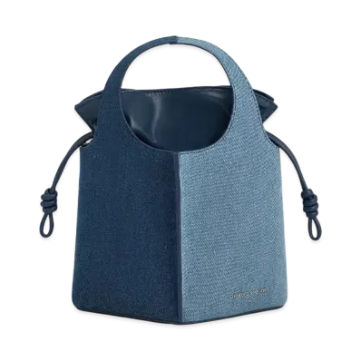 CHARLES & KEITH Arlis Linen Bucket Bag "DenimBlue"