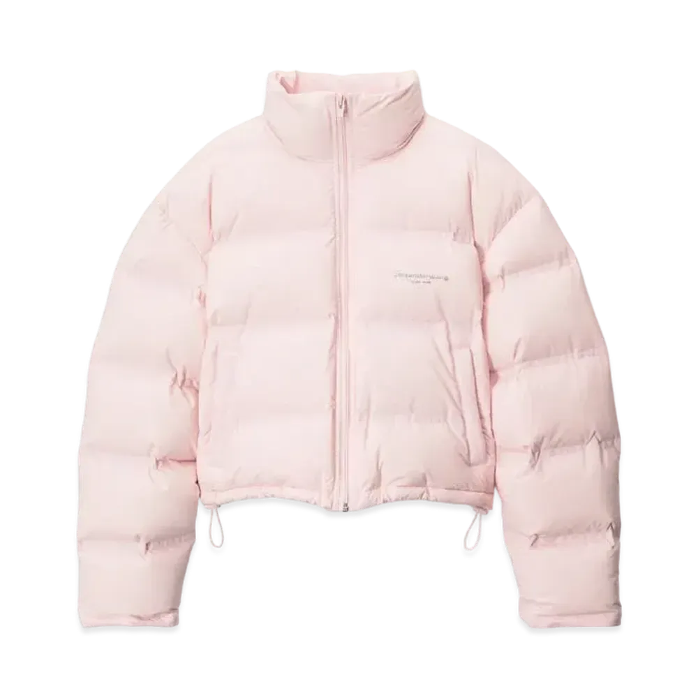 Alexander Wang Reflective Logo Cropped Puffer Coat "Pink"