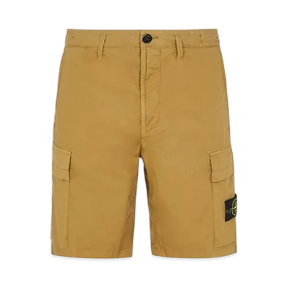 Stone Island L0803 Stretch Cotton Canvas Garment Dyed Cargo Bermuda Shorts - 23SS "Dark Beige"