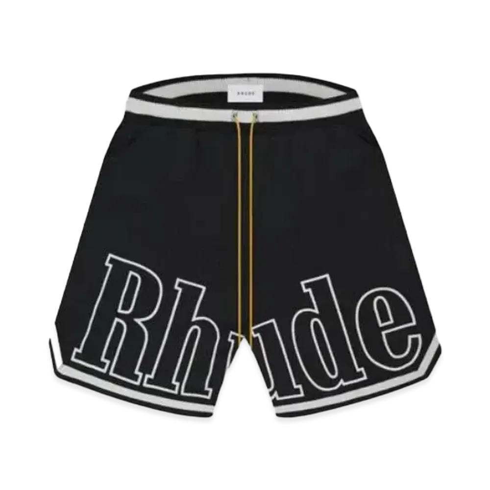RHUDE Court Logo Shorts "Black"