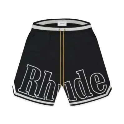RHUDE Court Logo Shorts "Black"