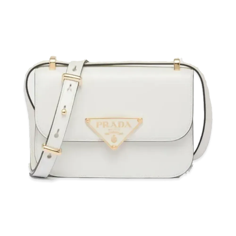 PRADA Embleme Leather Bag White