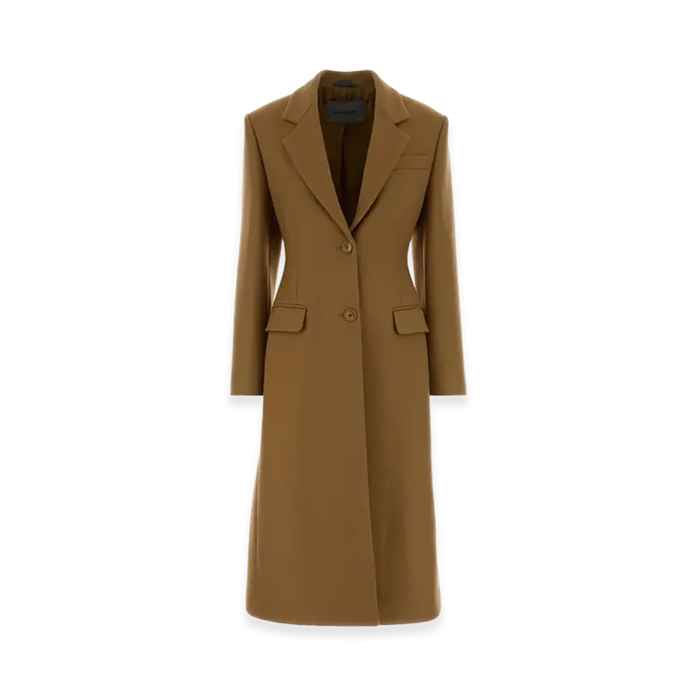 BALENCIAGA Women's Biscuit Wool Blend Coat "Brown"
