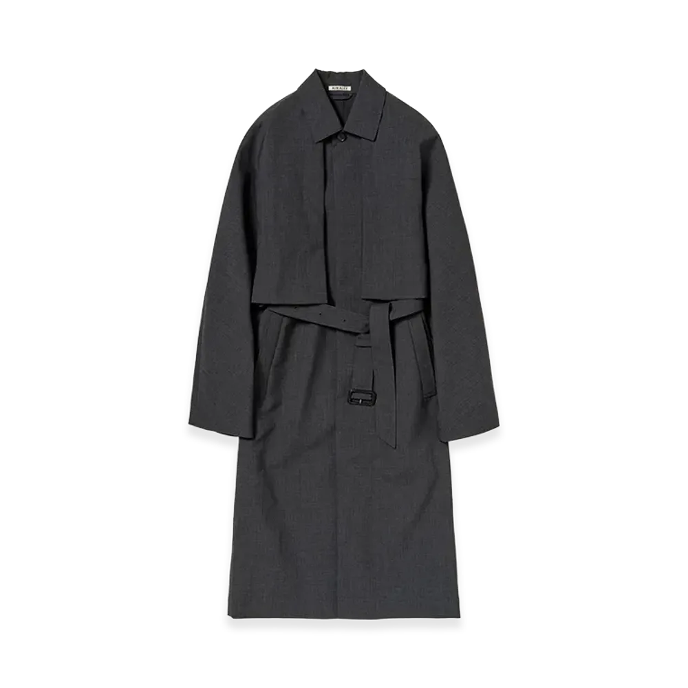 AURALEE Bonded Tropical Wool Layered Soutien Collar Coat "Top Charcoal"