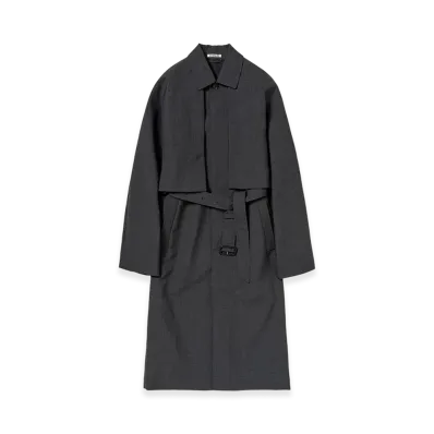 AURALEE Bonded Tropical Wool Layered Soutien Collar Coat "Top Charcoal"