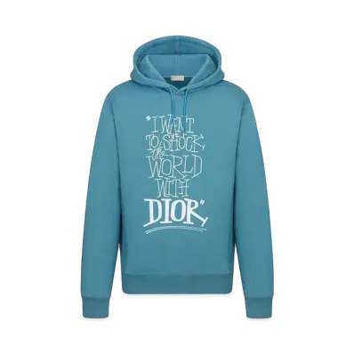 Dior x Shawn Stussy Oversized Hooded Sweatshirt "Blue"