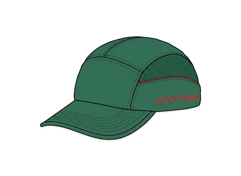 Supreme Side Mesh Piping Camp Cap "Green"