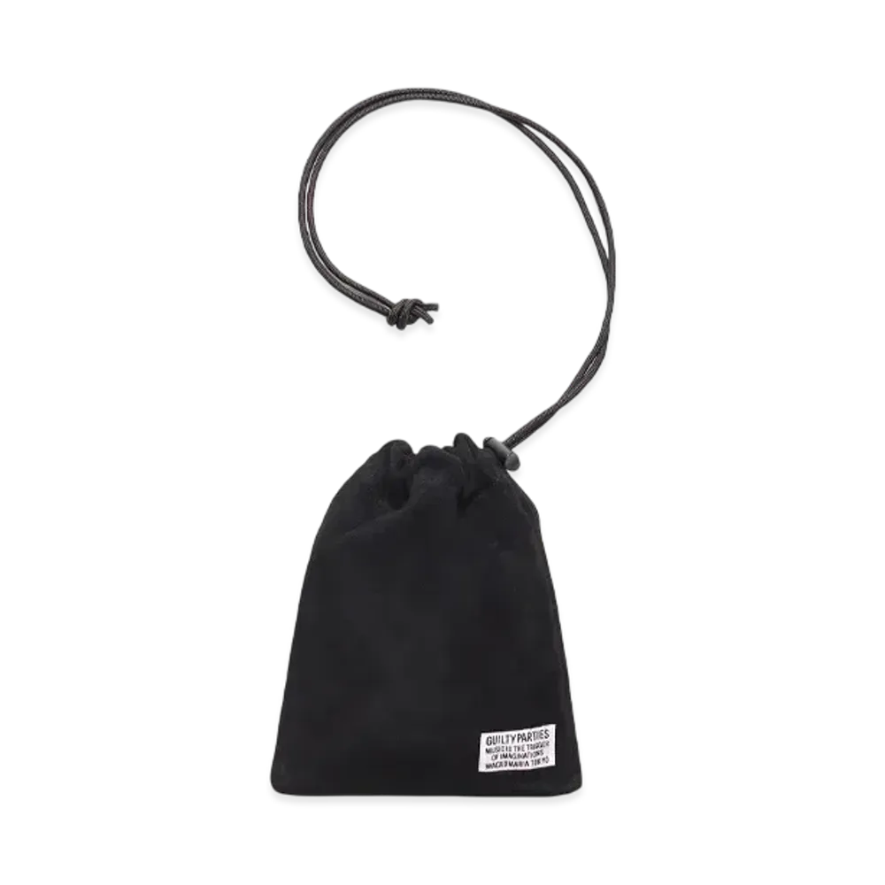 WACKO MARIA Suede Leather Drawstring Bag "Black"