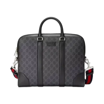 GUCCI GG Supreme Canvas Briefcase "Black/Grey"