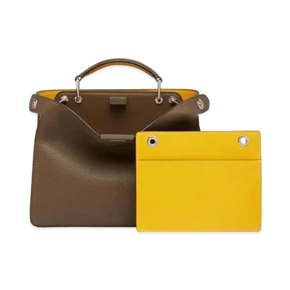 FENDI Peekaboo I See U Small & Leather Bag "Brown"