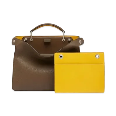 FENDI Peekaboo I See U Small & Leather Bag "Brown"