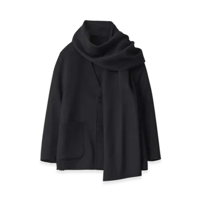 ssstein Wool Cashmere Beaver Reversible Stole Jacket "Black"
