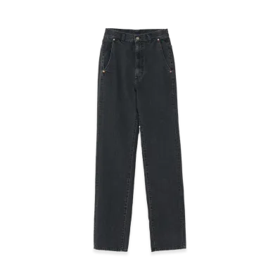 YOKE Denim Wide Straight Pants Vintage Wash "Black"
