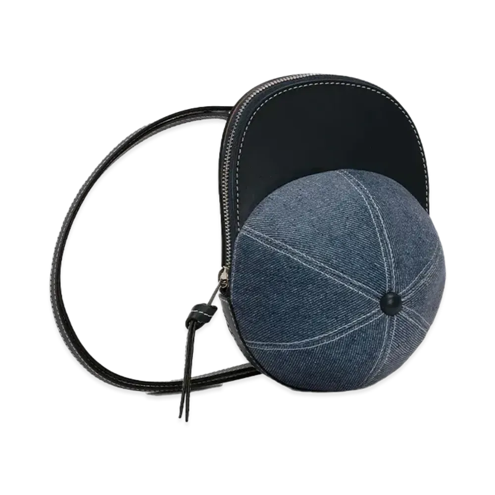 JW ANDERSON Medium Cap Velvet Denim Crossbody Bag "Indigo"
