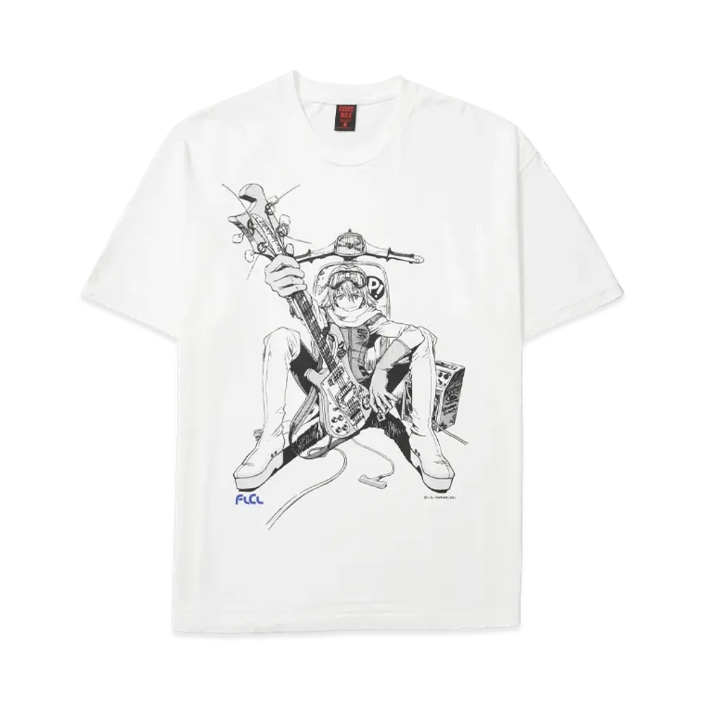 Geeks Rule Silkscreen Printing x FLCL T-Shirt (Haruko) "White"